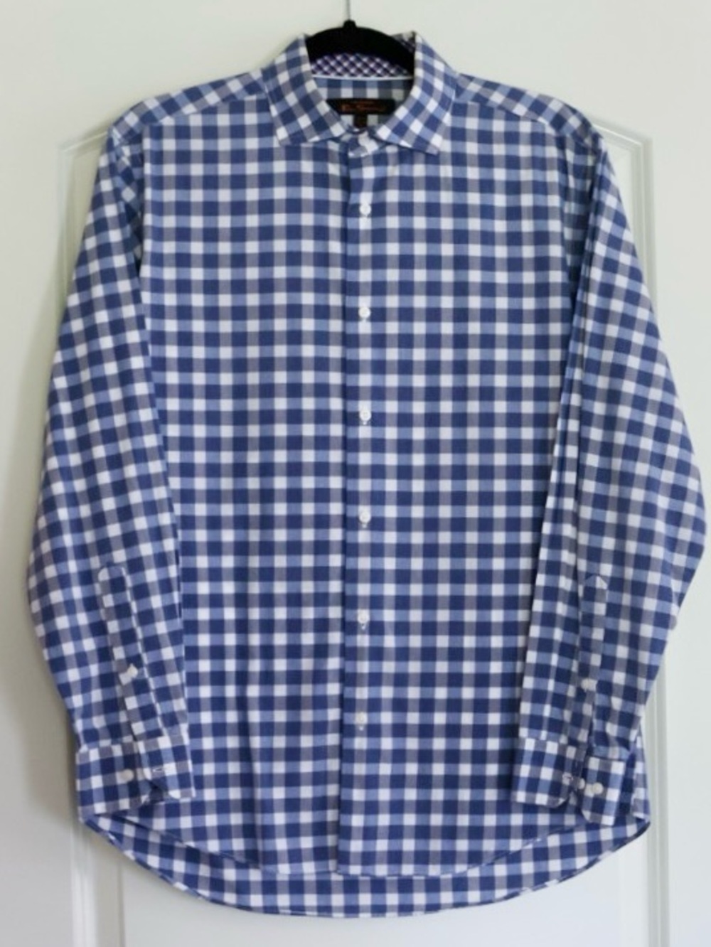 Ben Sherman Men’s M Blue Gray Gingham Check Button Down Shirt